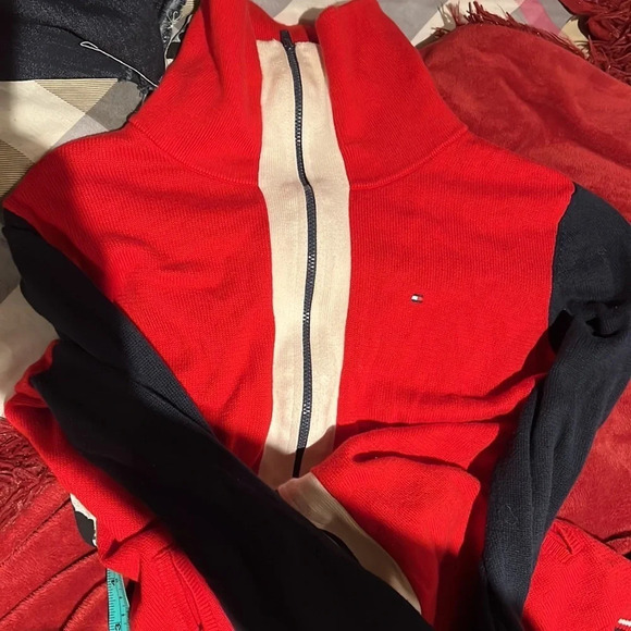 Tommy Hilfiger fill zipper knit  multi color unisex jacket sweater Sz S - Picture 12 of 13